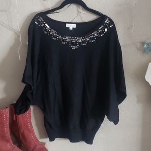 Bat wing stone collar sweater